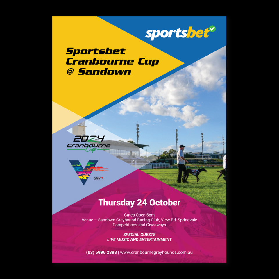 Diseño de Flyer por YourLogoMaster para Cranbourne Greyhound Racing Club | Diseño #33802026