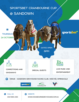 Flyer Design by pb for Cranbourne Greyhound Racing Club | Design: #33793348