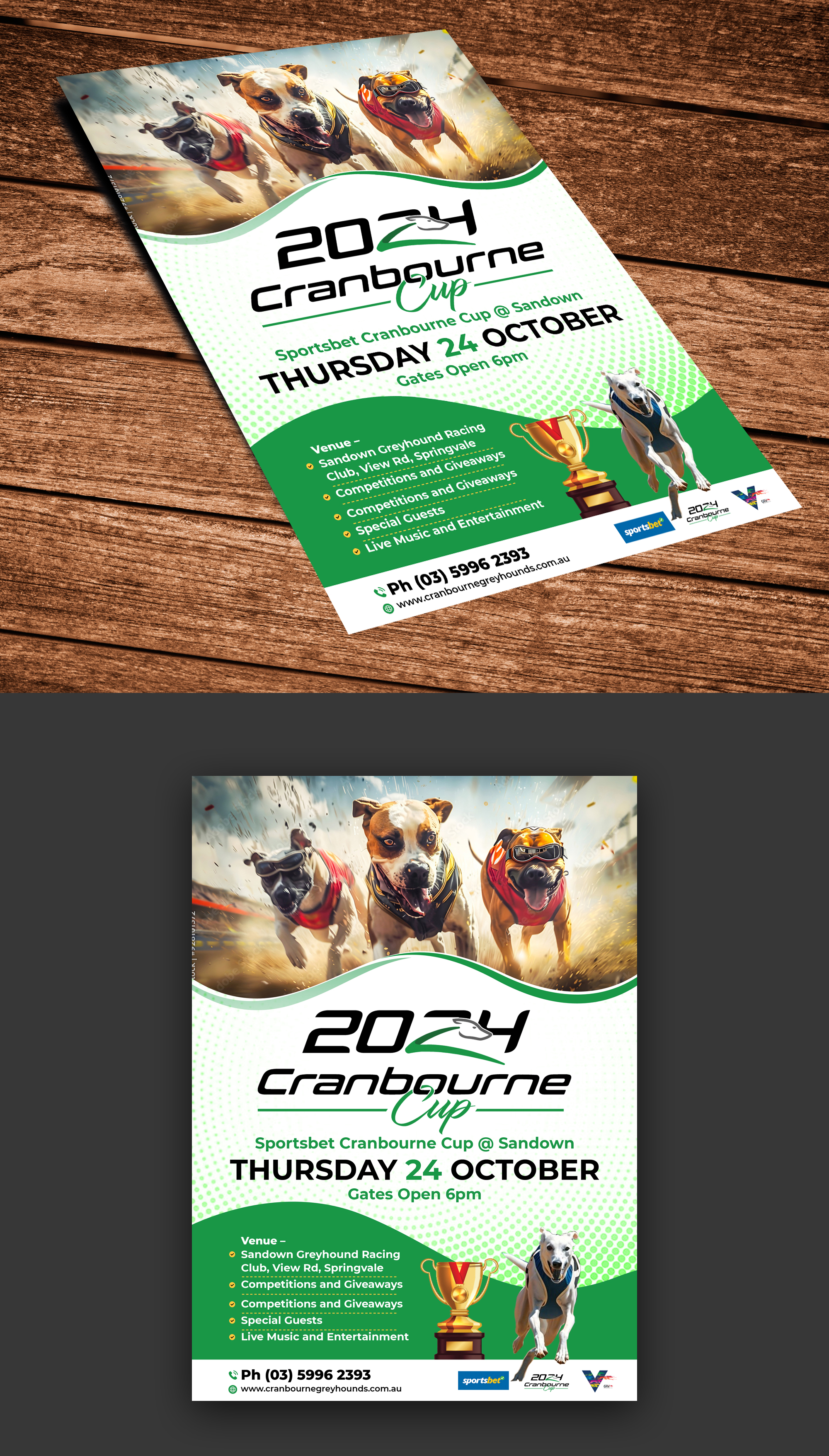 Flyer-Design von websmartusa für Cranbourne Greyhound Racing Club | Design #33790133