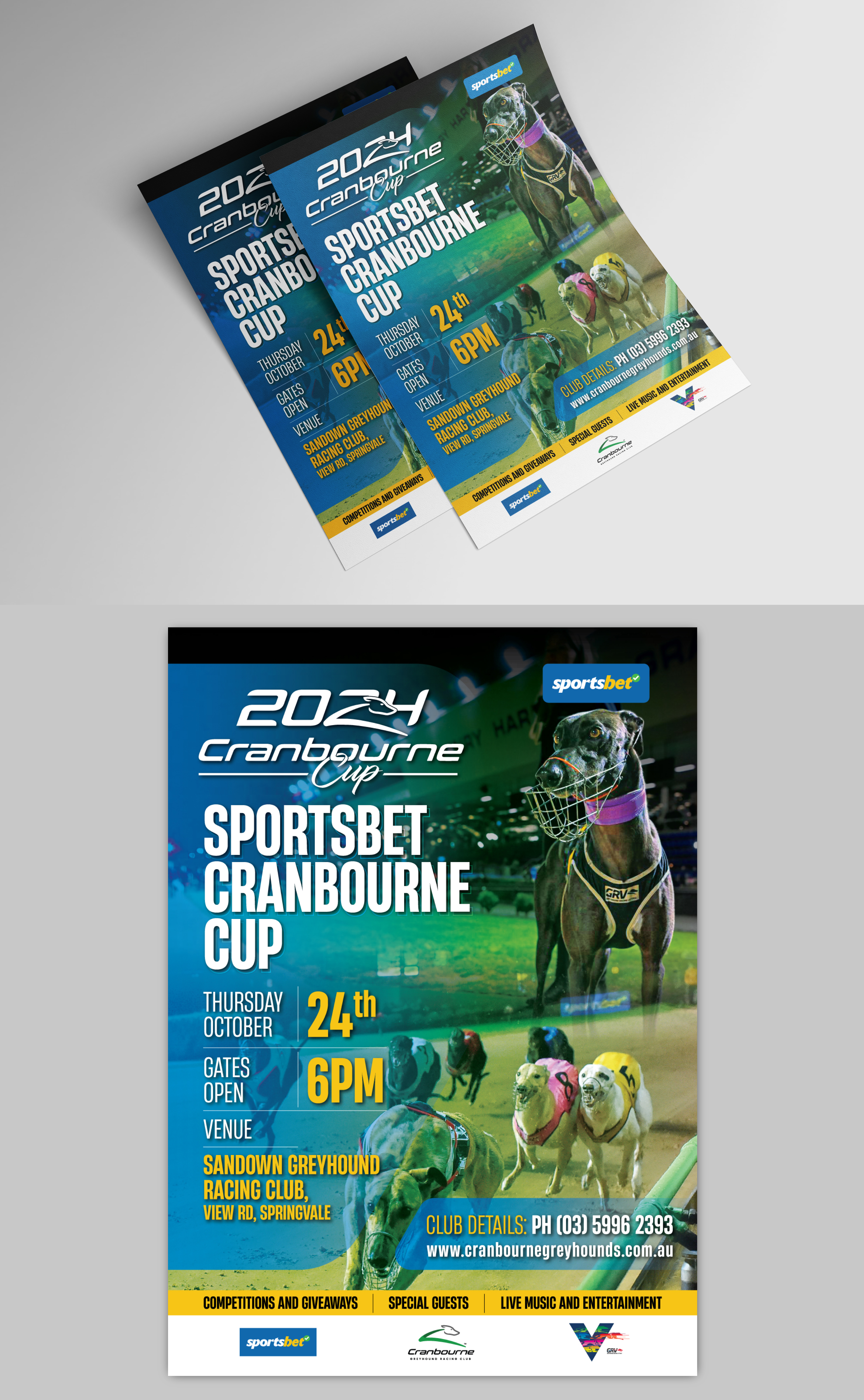 Flyer Design by Impressive Designs for Cranbourne Greyhound Racing Club | Design #33797100