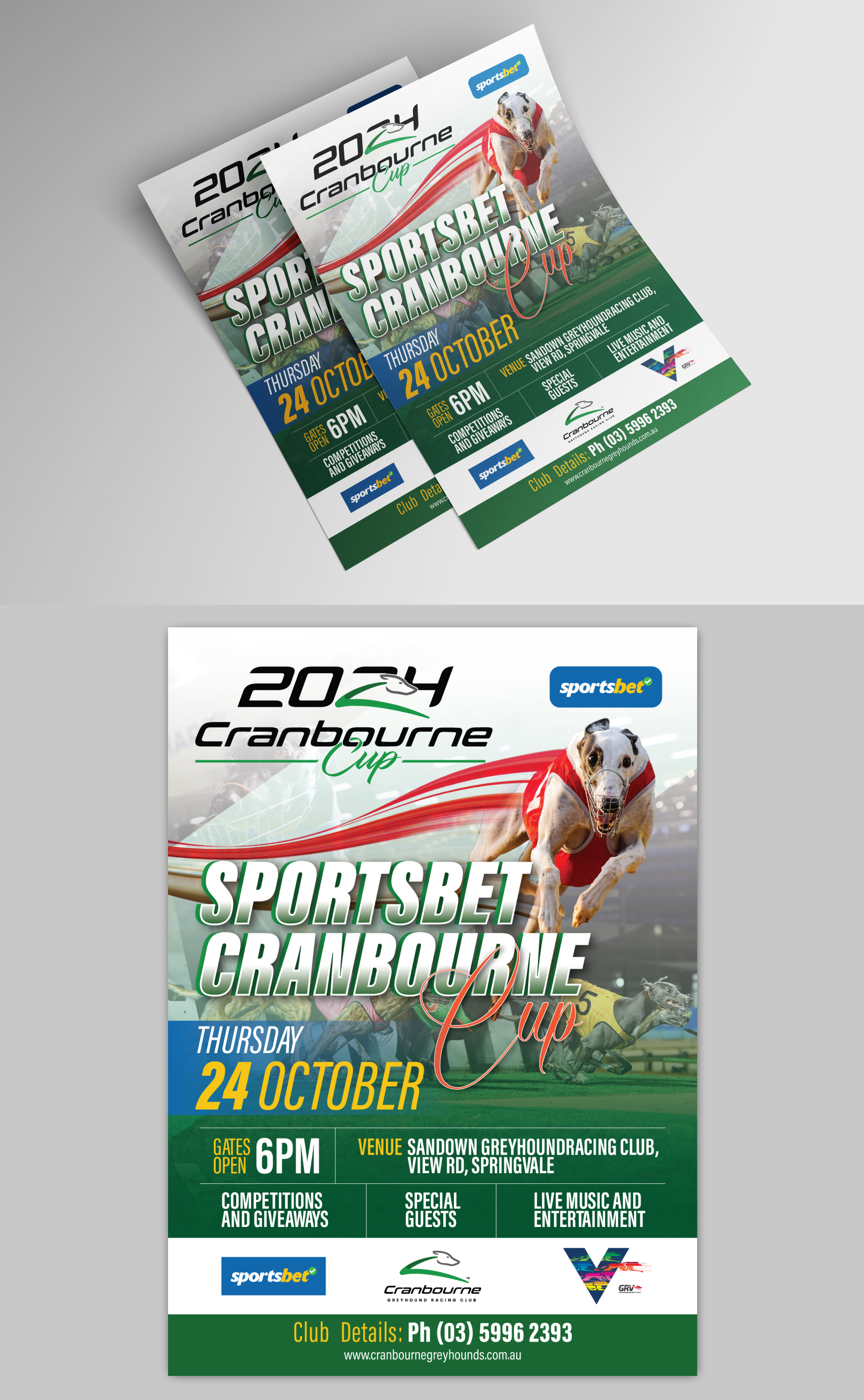 Design de Flyer par Impressive Designs pour Cranbourne Greyhound Racing Club | Design #33797102