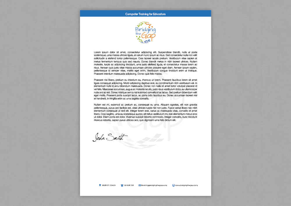 Letterhead Design by topper for Bridging the Gap | Design #3102337