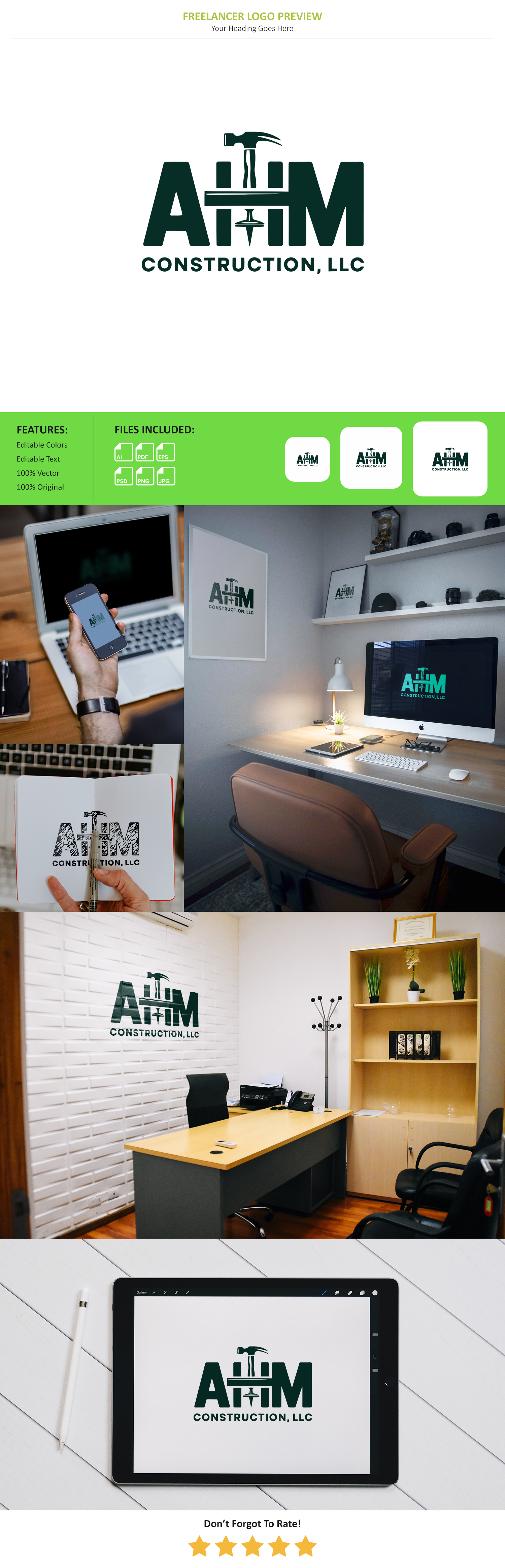 Logo Design by VectorForge for AHM Construction, LLC | Design #33811184