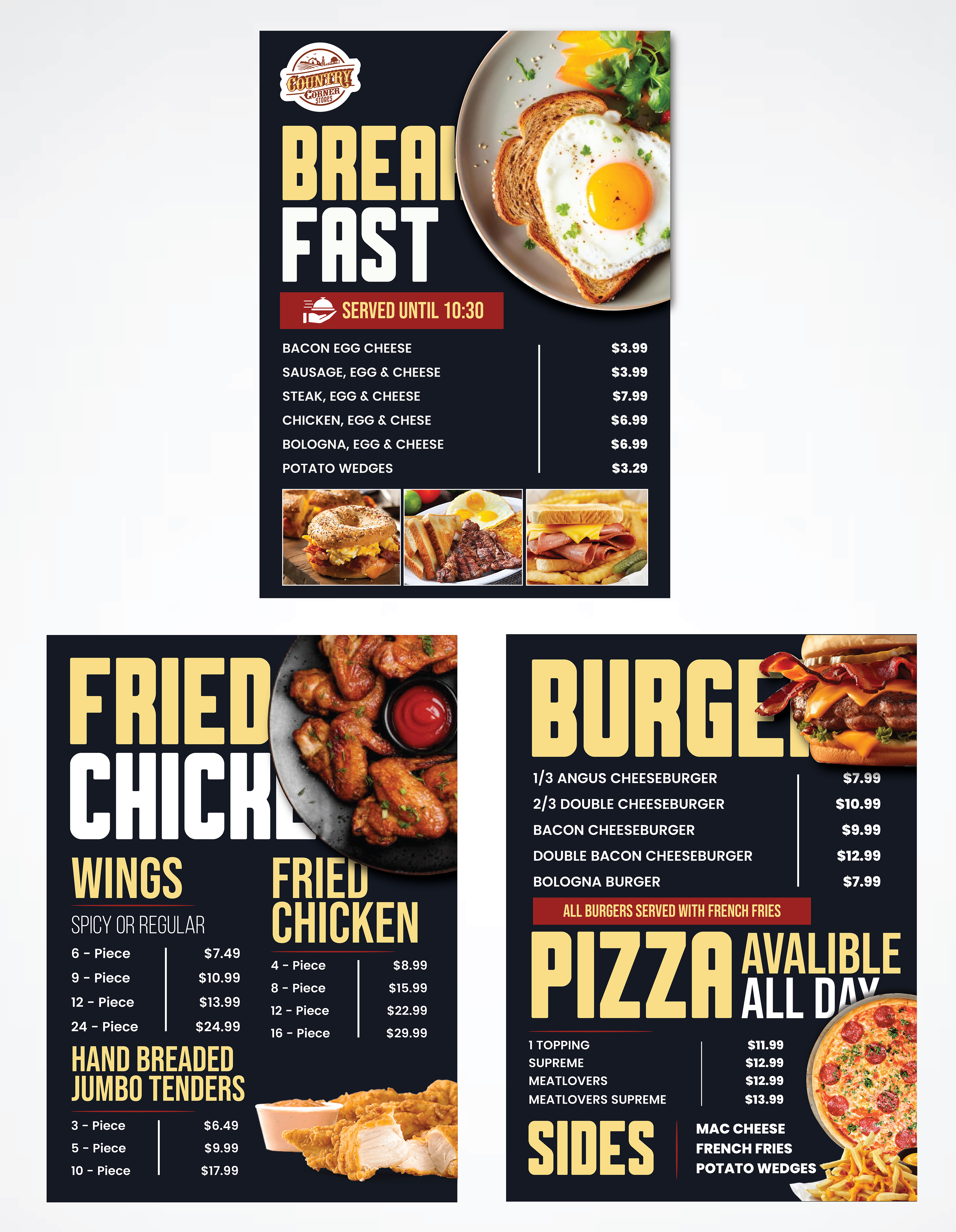 Menu Design by 3Guys for this project | Design #33890092
