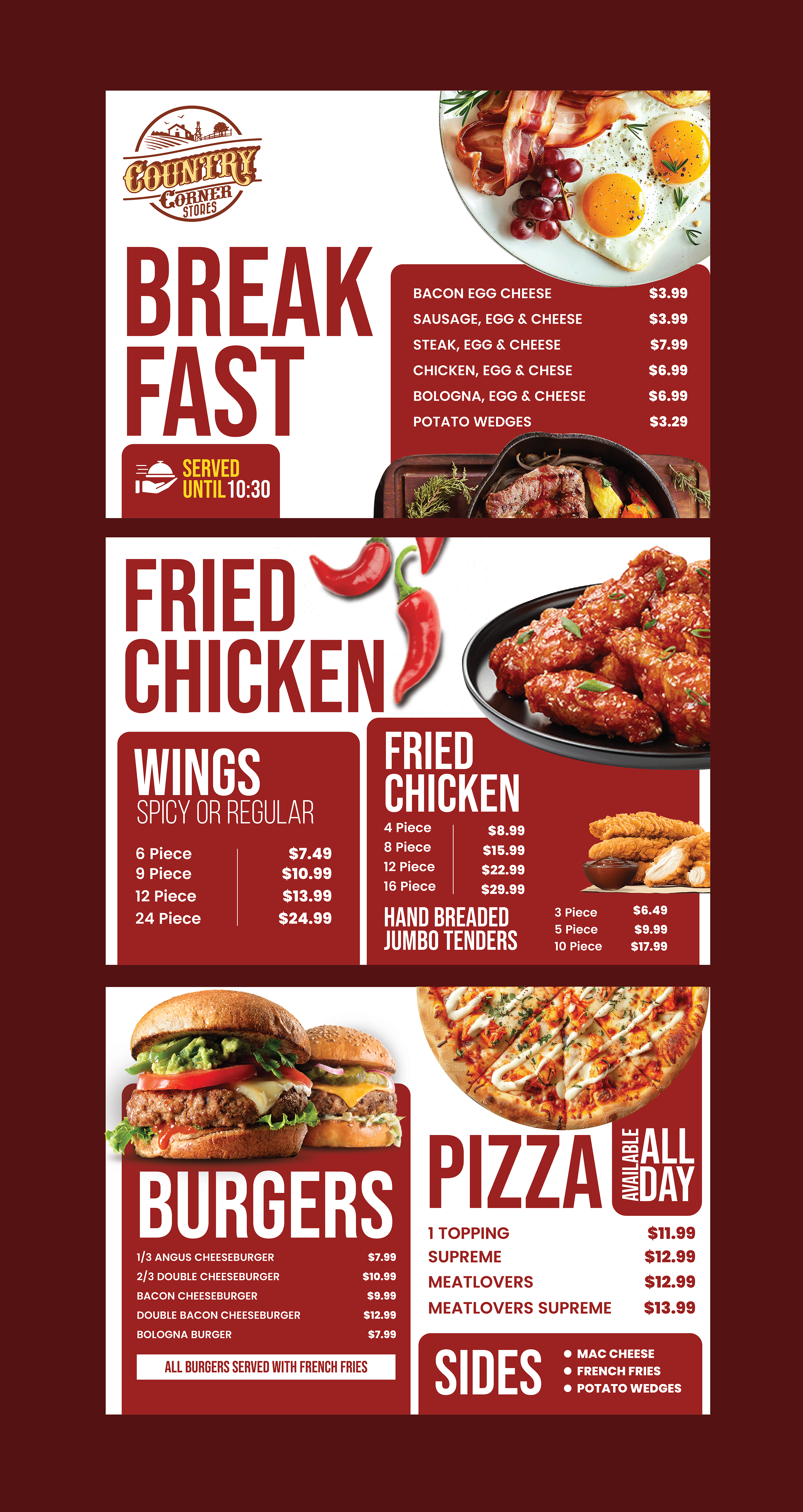Menu Design by 3Guys for this project | Design #33890093
