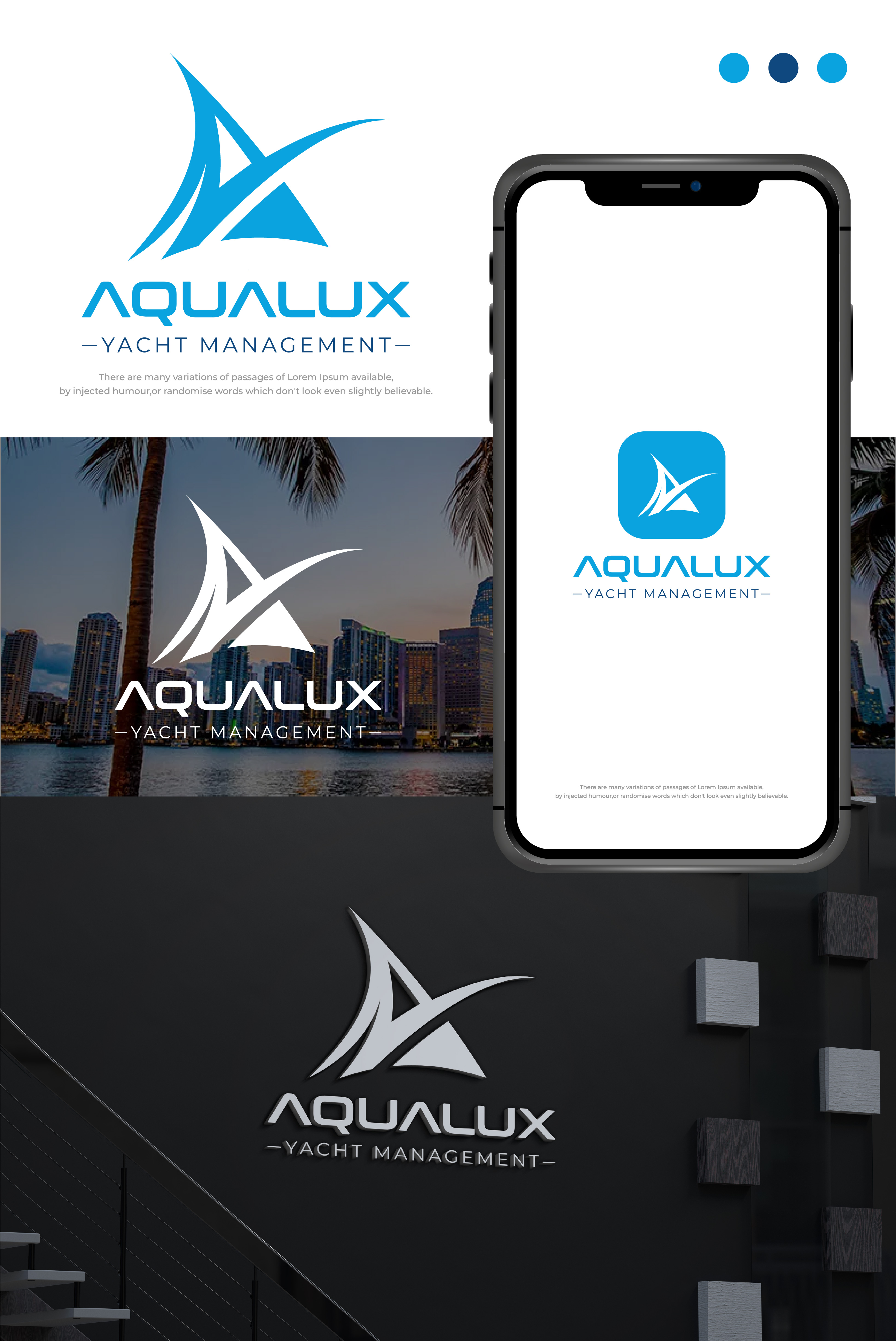 Logo-Design von AliArsh für Aqualux Yacht Management LLC | Design #33824327