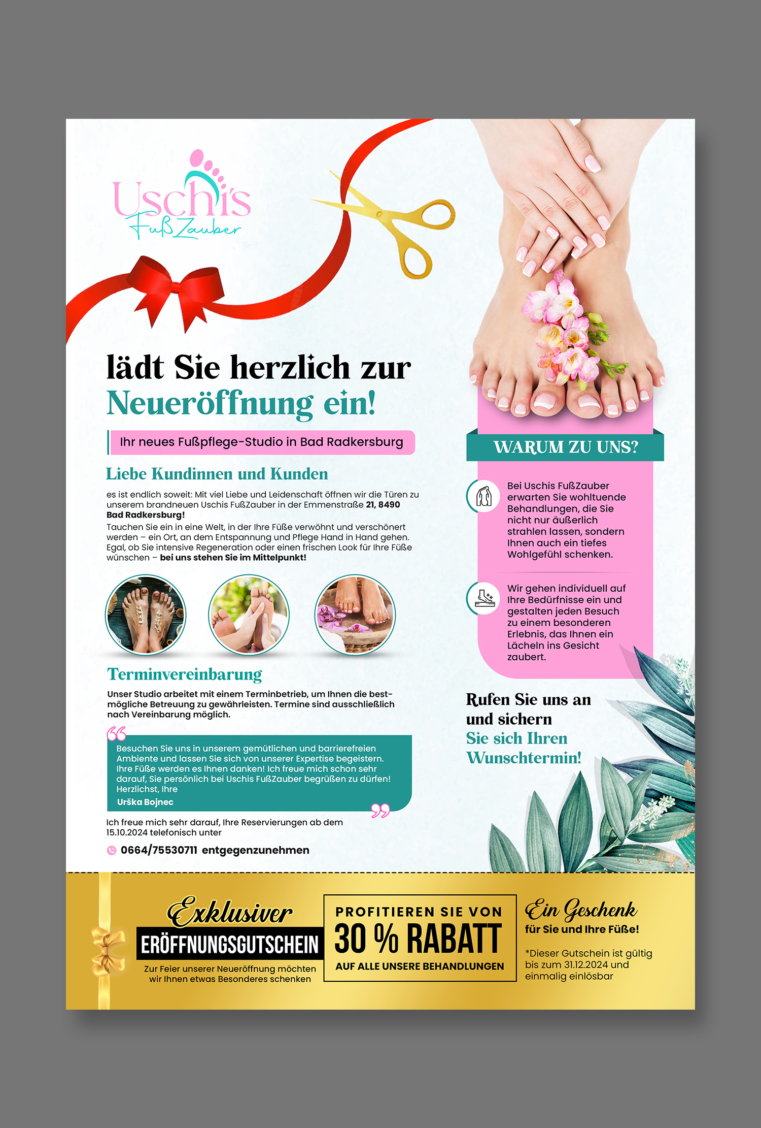 Flyer Design by debdesign for Uschis FußZauber | Design #33830066