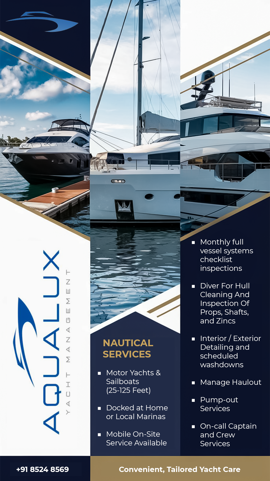 Design de Flyer par SayantanFX pour Aqualux Yacht Management LLC | Design #33872650