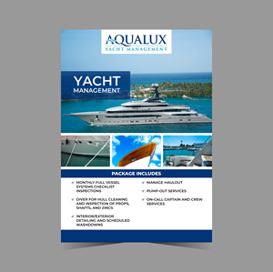 Flyer Design by Thati Designs for Aqualux Yacht Management LLC | Design: #33829277