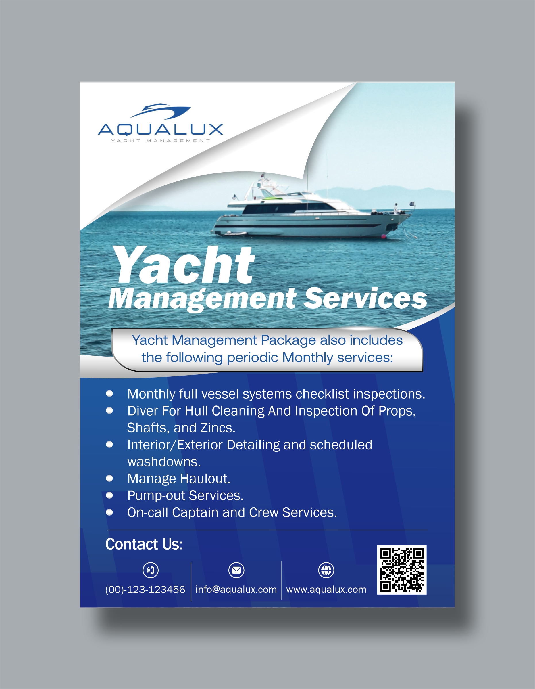 Flyer Design by erikdesign for Aqualux Yacht Management LLC | Design #33856961