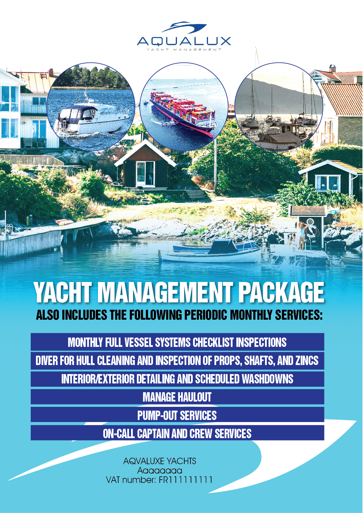 Flyer Design by shawn 18 for Aqualux Yacht Management LLC | Design #33848832