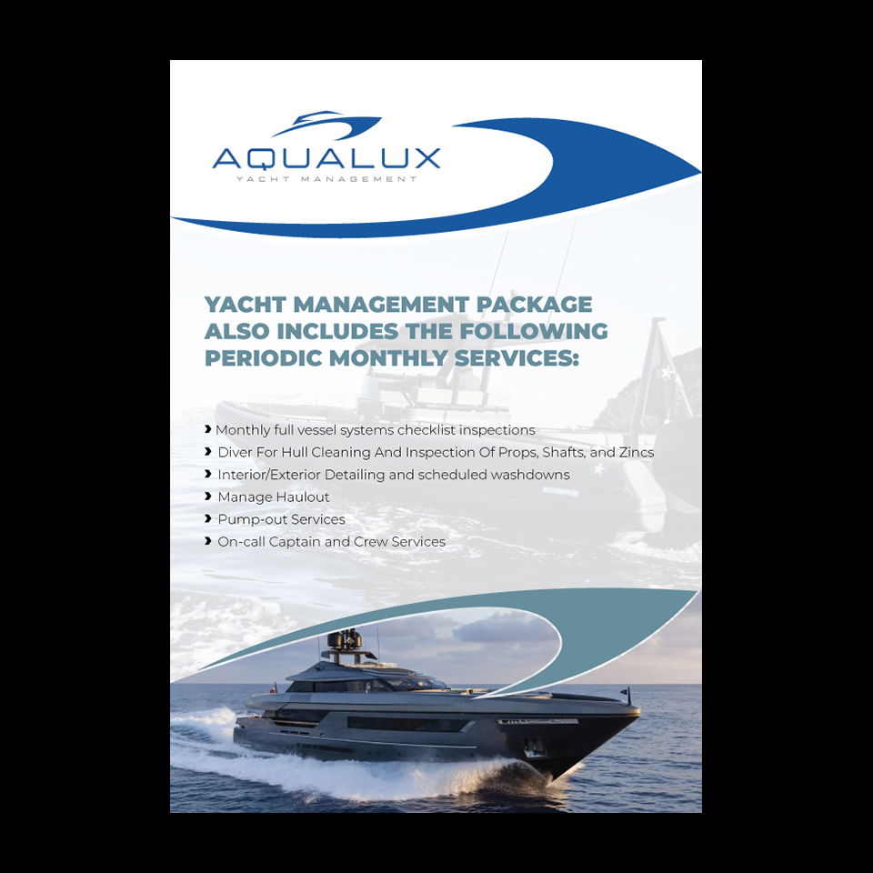 Flyer Design by YourLogoMaster for Aqualux Yacht Management LLC | Design #33848861
