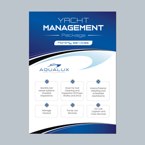 Flyer-Design von GraphicMonster für Aqualux Yacht Management LLC | Design #33843546