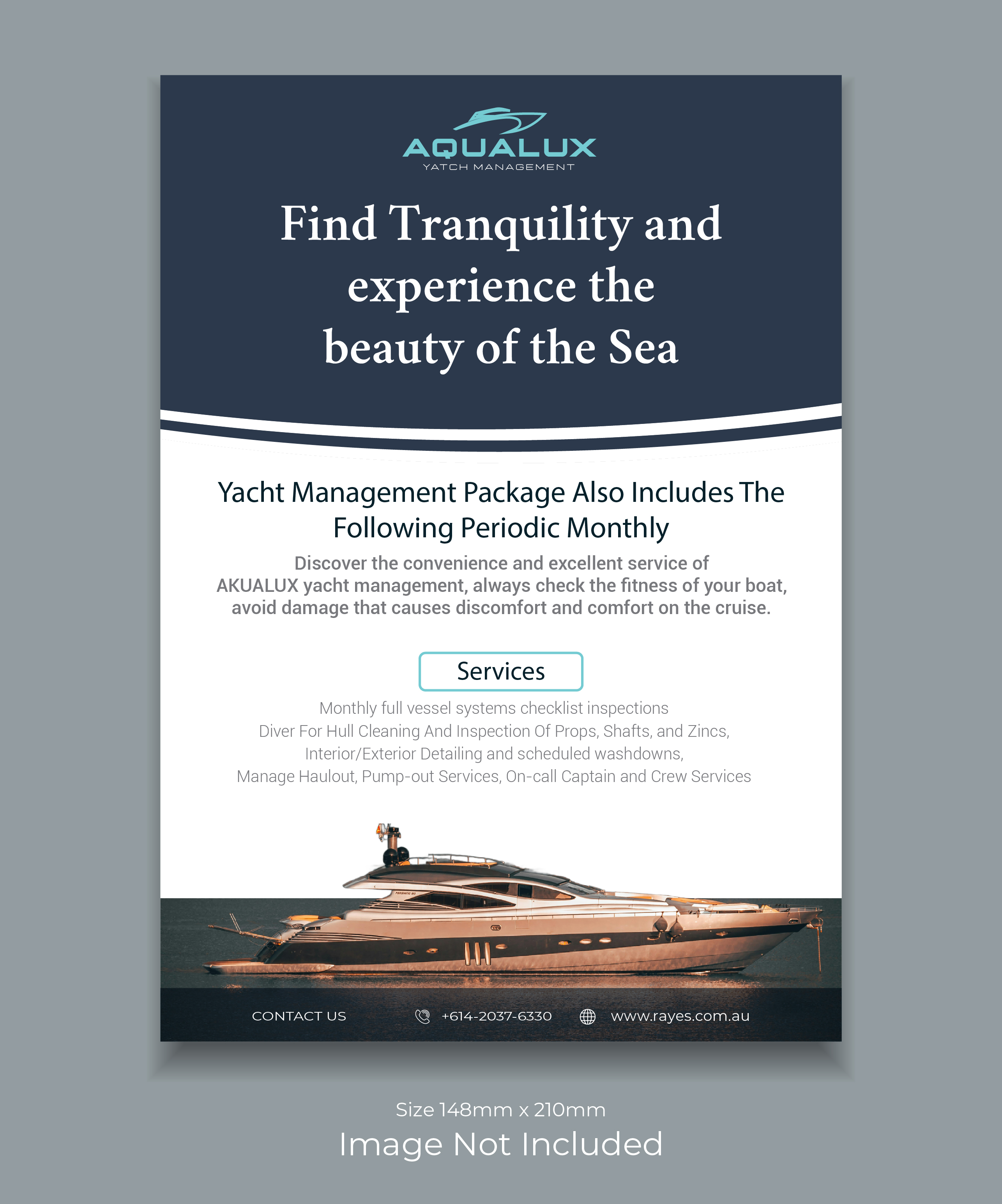 Flyer Design by LENTERA DESIGN 2 for Aqualux Yacht Management LLC | Design #33869312
