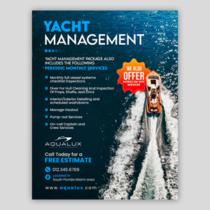 Flyer Design by debdesign for Aqualux Yacht Management LLC | Design: #33840988