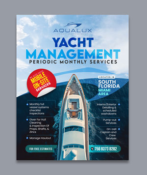 Flyer Design by debdesign for Aqualux Yacht Management LLC | Design: #33841795