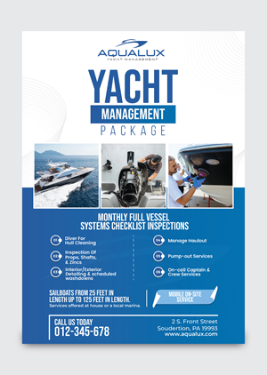 Flyer Design by 3Guys for Aqualux Yacht Management LLC | Design: #33869962