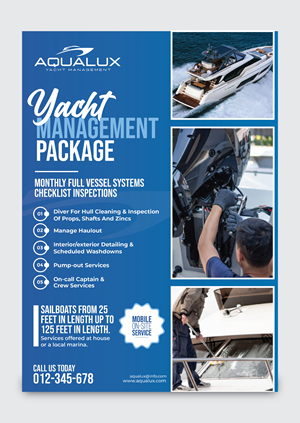 Flyer Design by 3Guys for Aqualux Yacht Management LLC | Design: #33869963