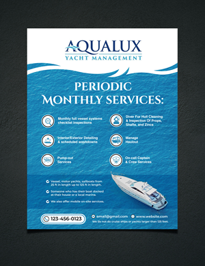 Flyer Design by saurov for Aqualux Yacht Management LLC | Design: #33832920