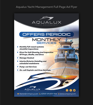 Flyer Design by Impressive Designs for Aqualux Yacht Management LLC | Design: #33847841