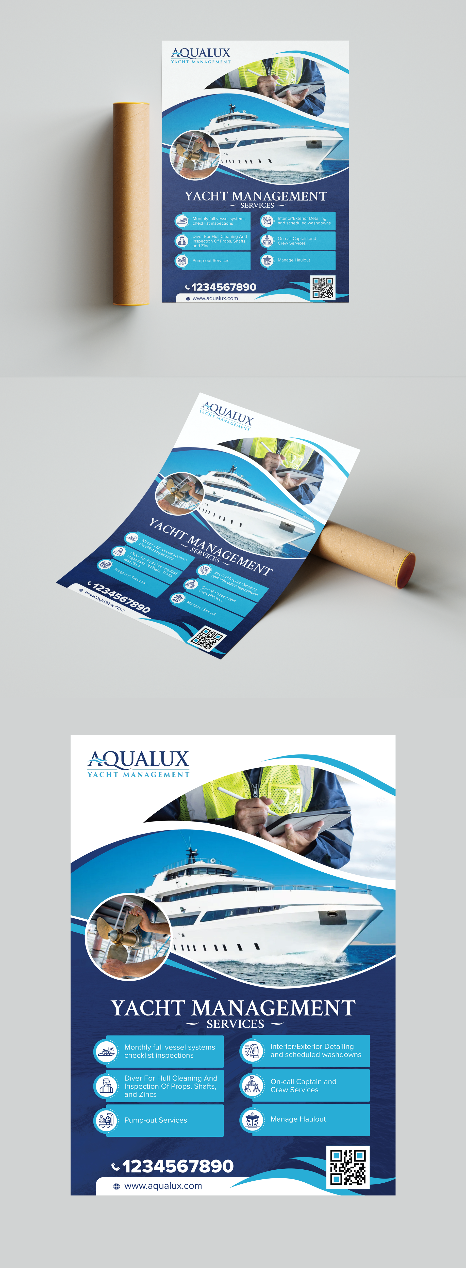 Flyer Design by vcreatived for Aqualux Yacht Management LLC | Design #33830091
