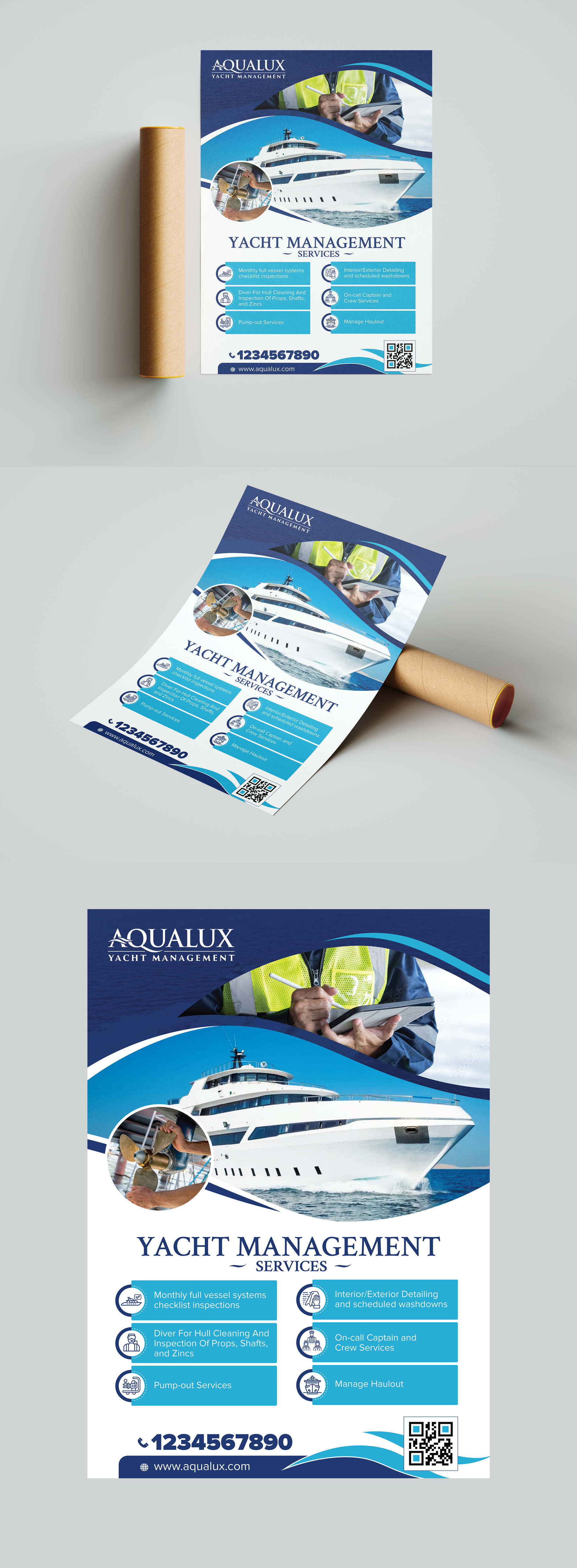 Flyer Design by vcreatived for Aqualux Yacht Management LLC | Design #33830092