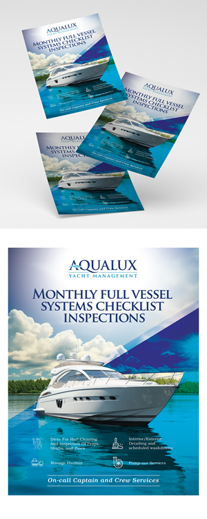 Flyer-Design von svkreatives für Aqualux Yacht Management LLC | Design #33828676