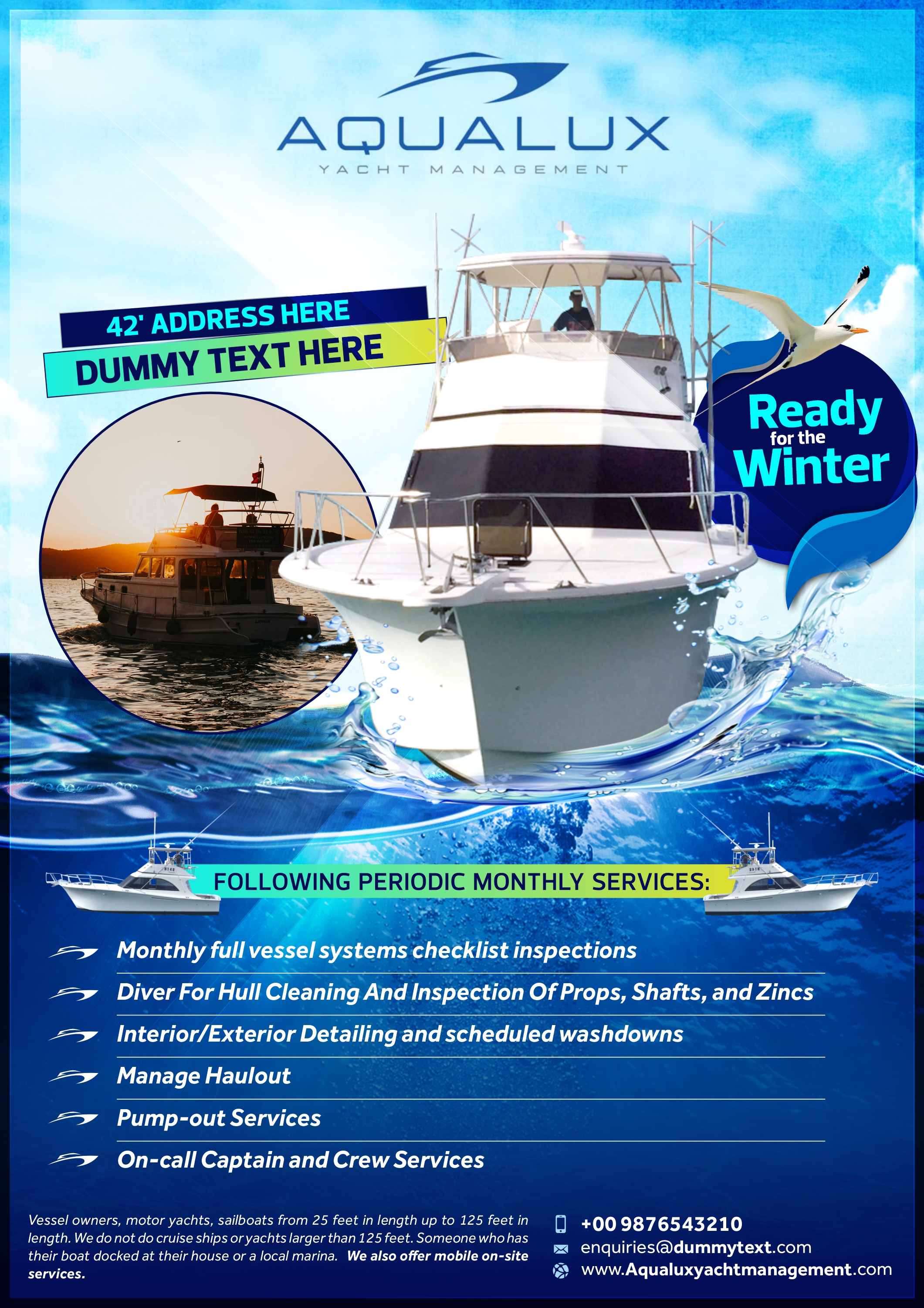 Flyer Design by Pranav Creative Graphic for Aqualux Yacht Management LLC | Design #33860391