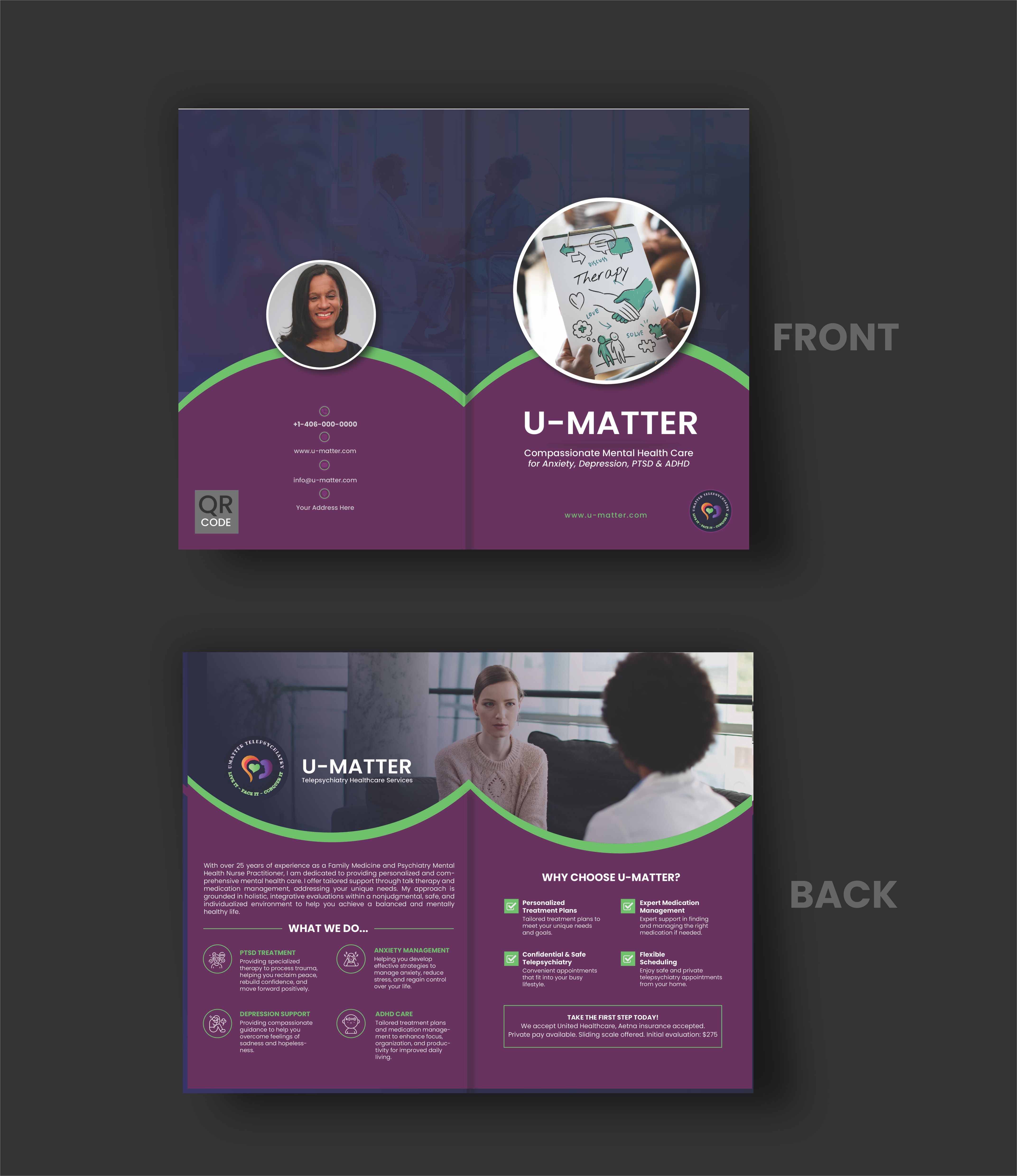 Flyer-Design von Nel. für U Matter Telepsychiatry Healthcare Services | Design #33843753