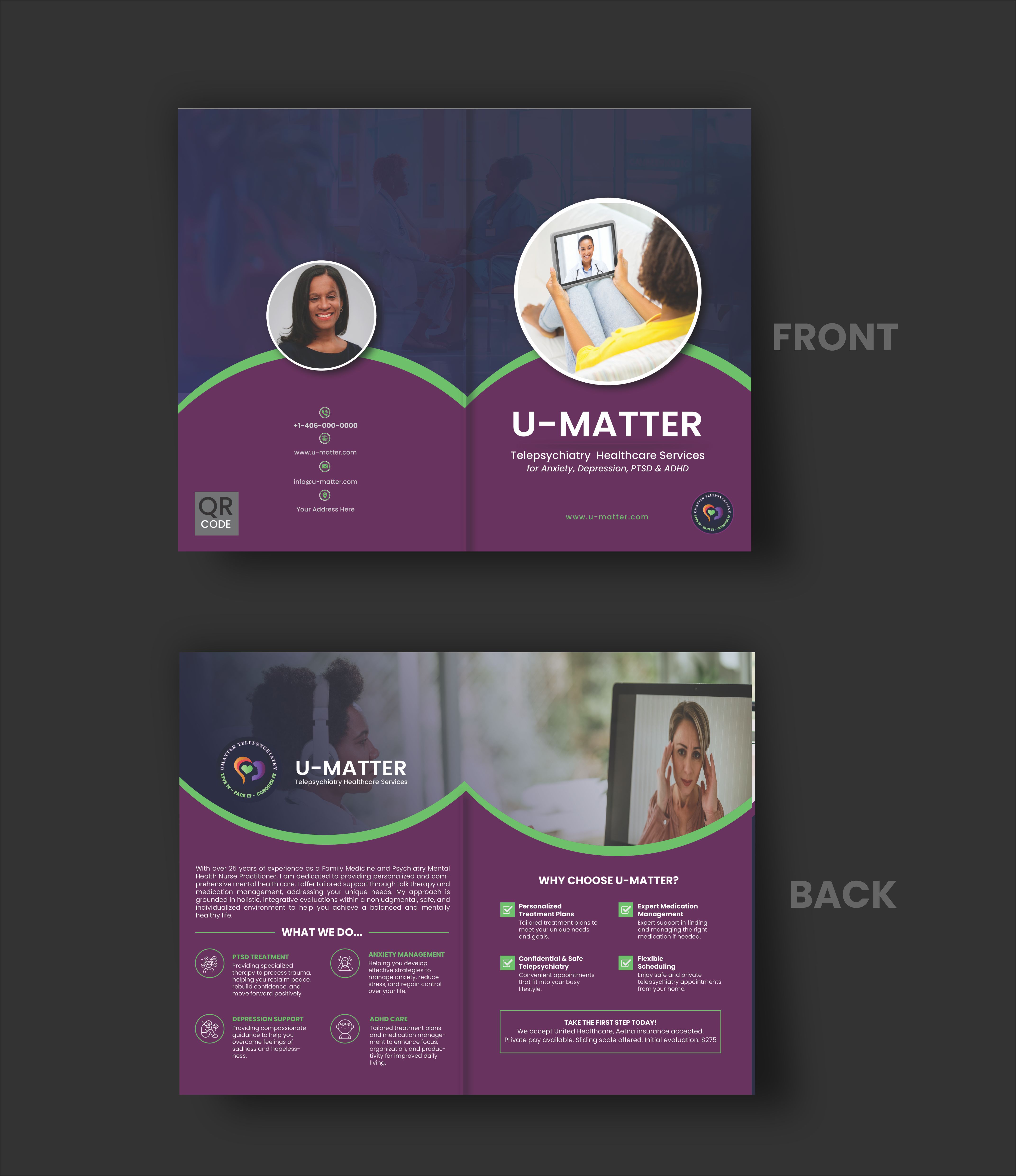 Flyer Design by Nel. for U Matter Telepsychiatry Healthcare Services | Design #33843754