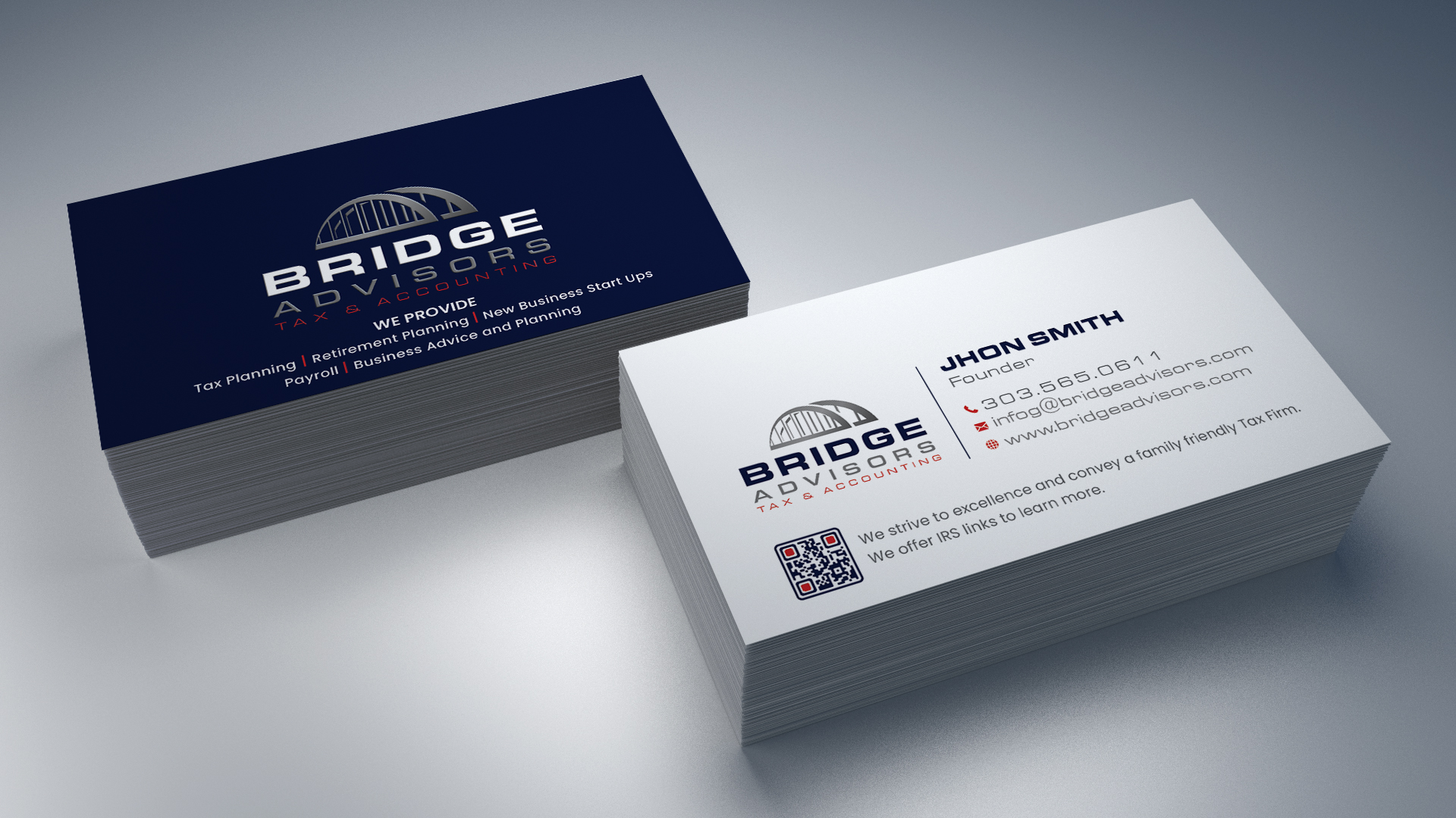 Visitenkarten-Design von Creative Moon Design für Bridge Advisors LLC | Design #33849224