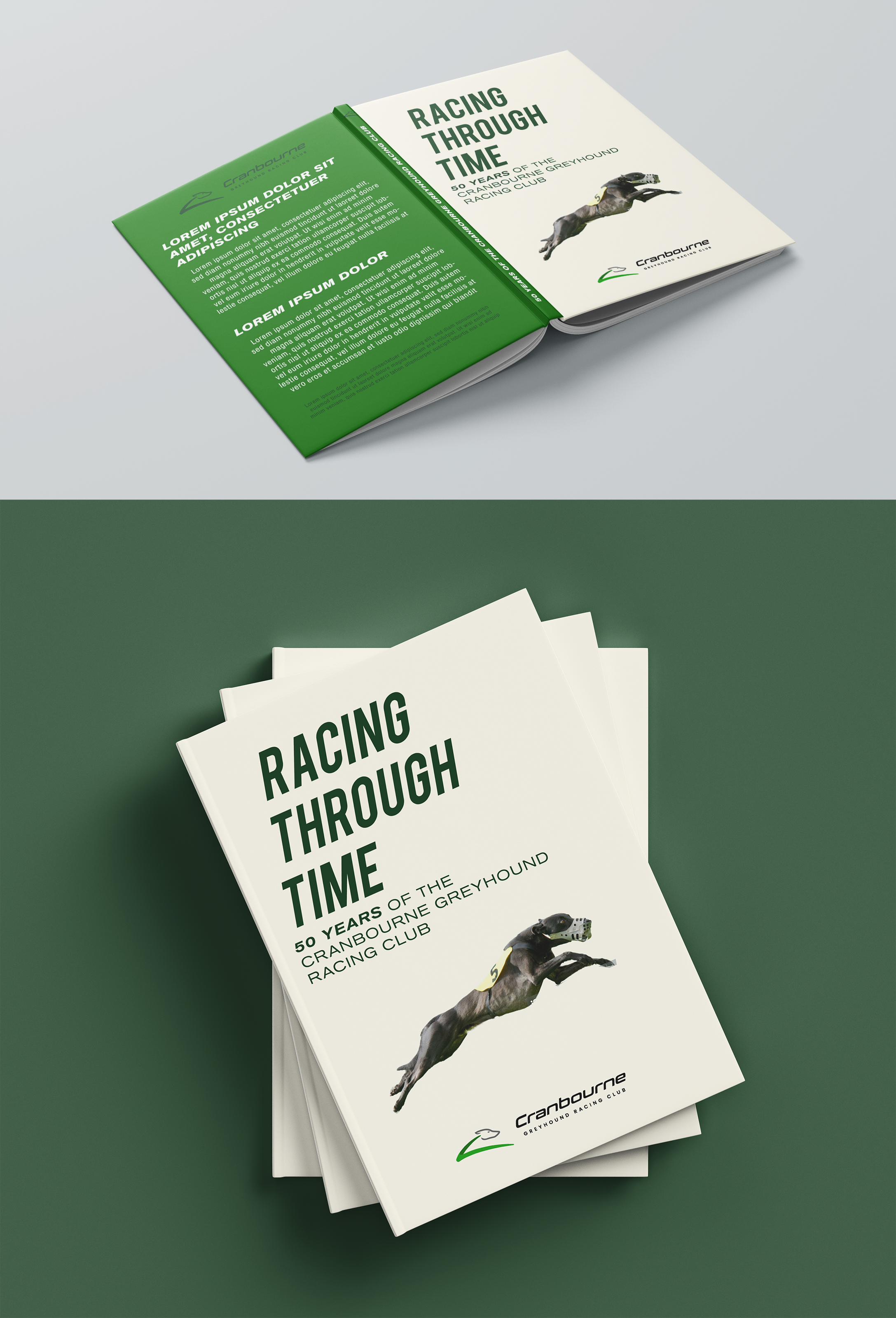 Diseño de portada de libro por Milos Jovic para Cranbourne Greyhound Racing Club | Diseño #33853434