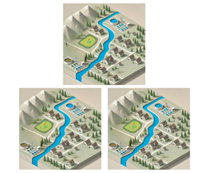 Diagrams illustrating linear versus circular municipal water systems