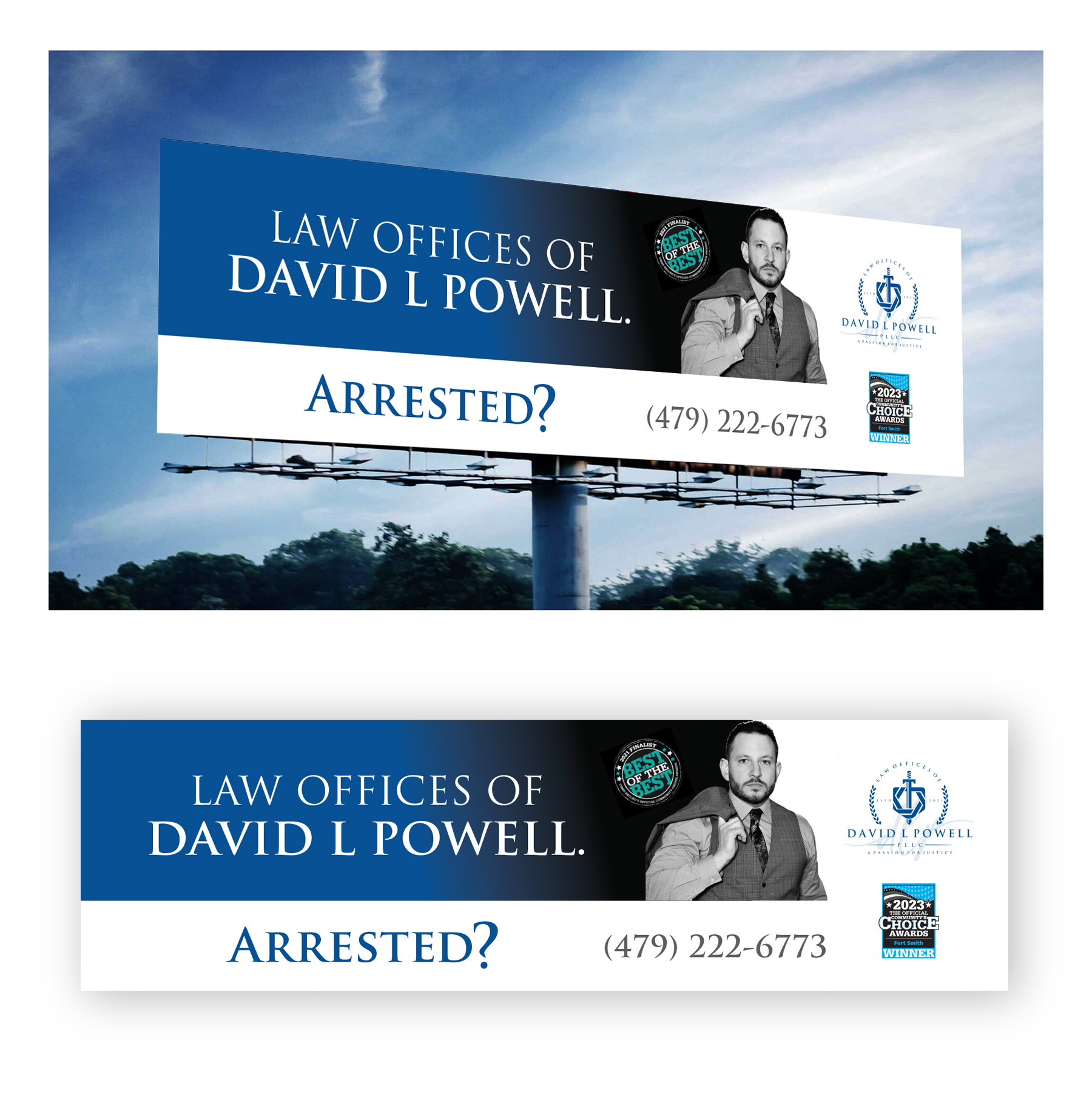 Billboard Design by COLOURS BRANDING for Law Offices of David L Powell, PLLC | Design #33879507