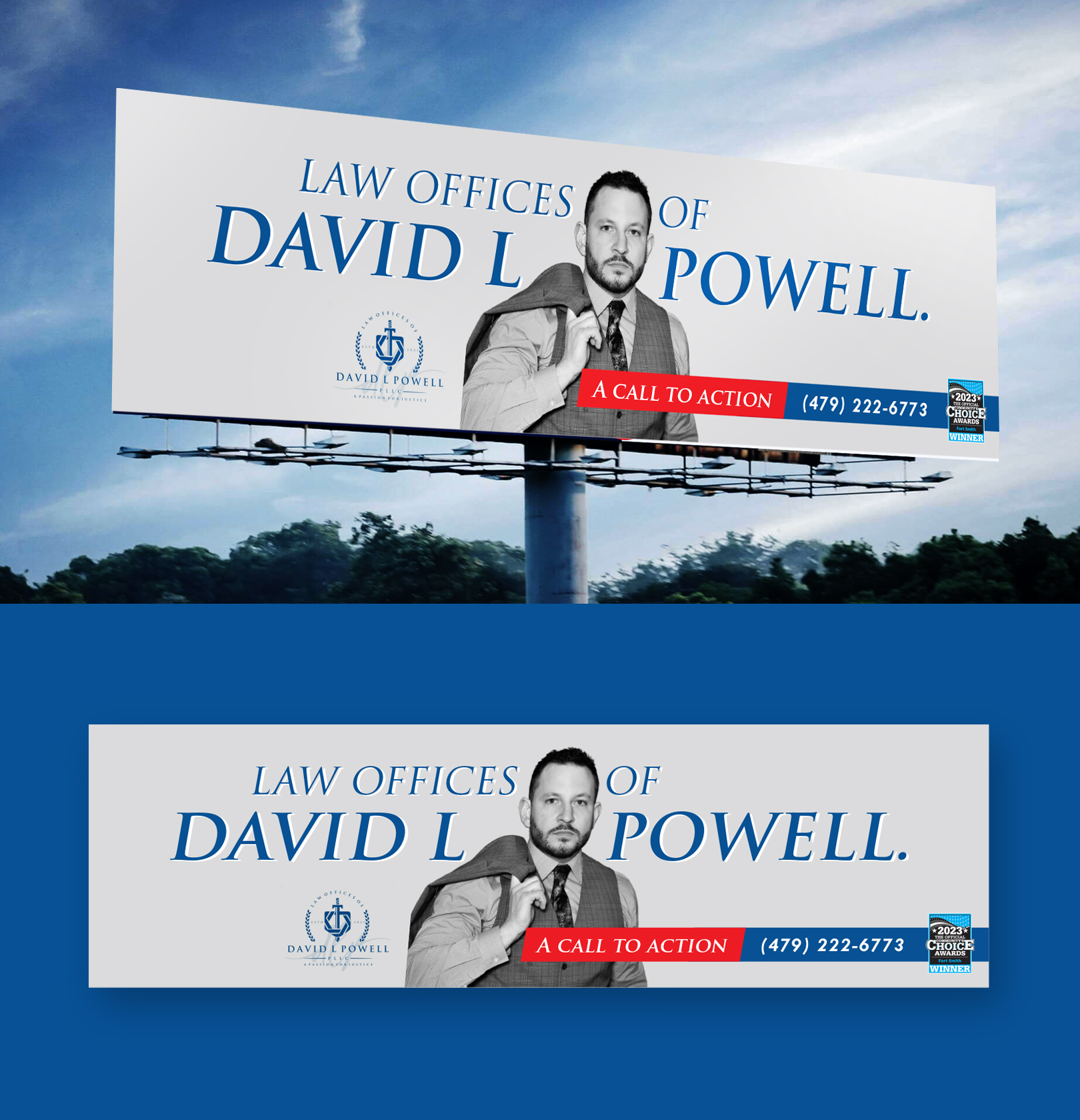 Billboard Design by COLOURS BRANDING for Law Offices of David L Powell, PLLC | Design #33879679