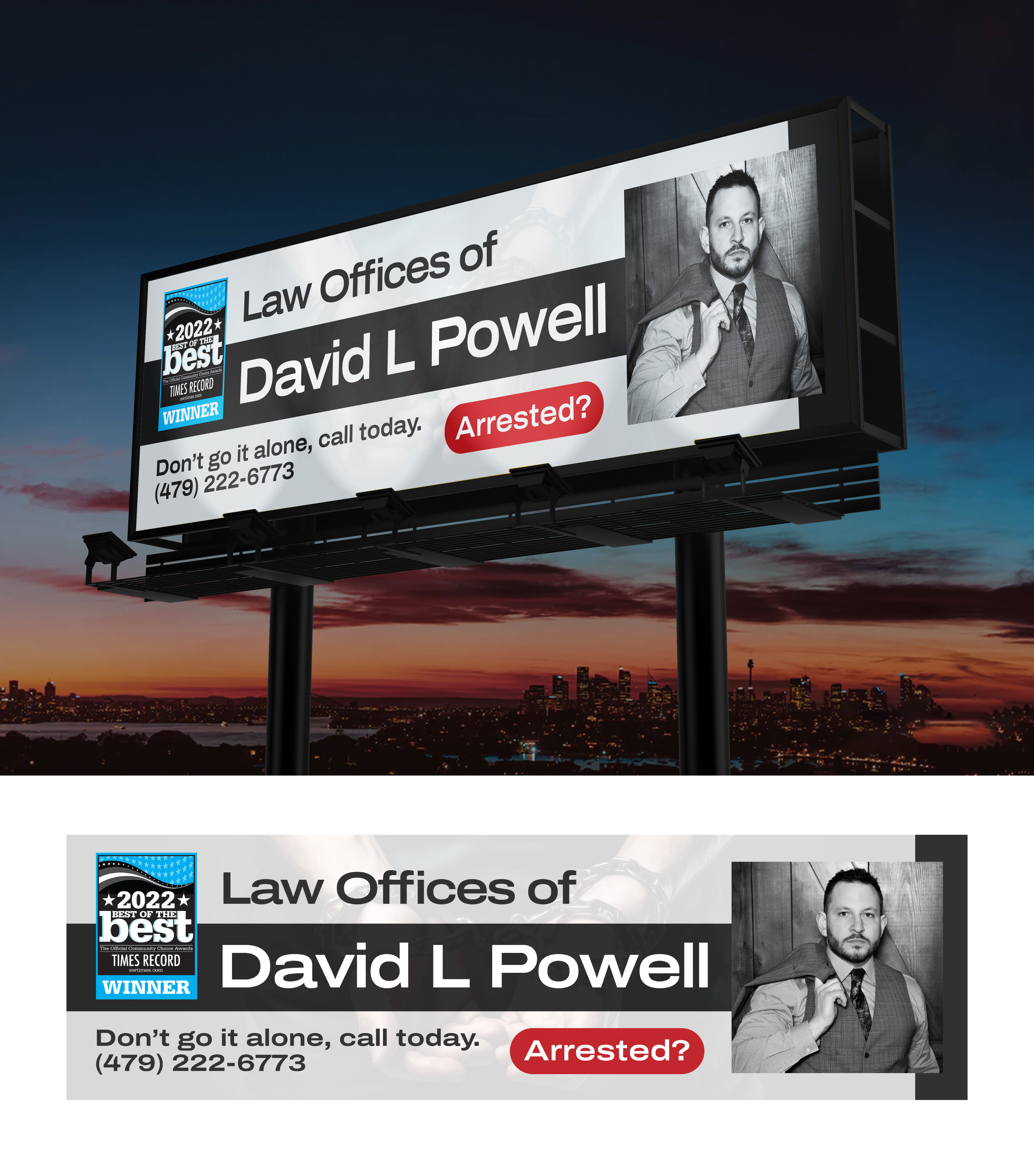 Werbetafel-Design von Impressive Sol für Law Offices of David L Powell, PLLC | Design #33873967