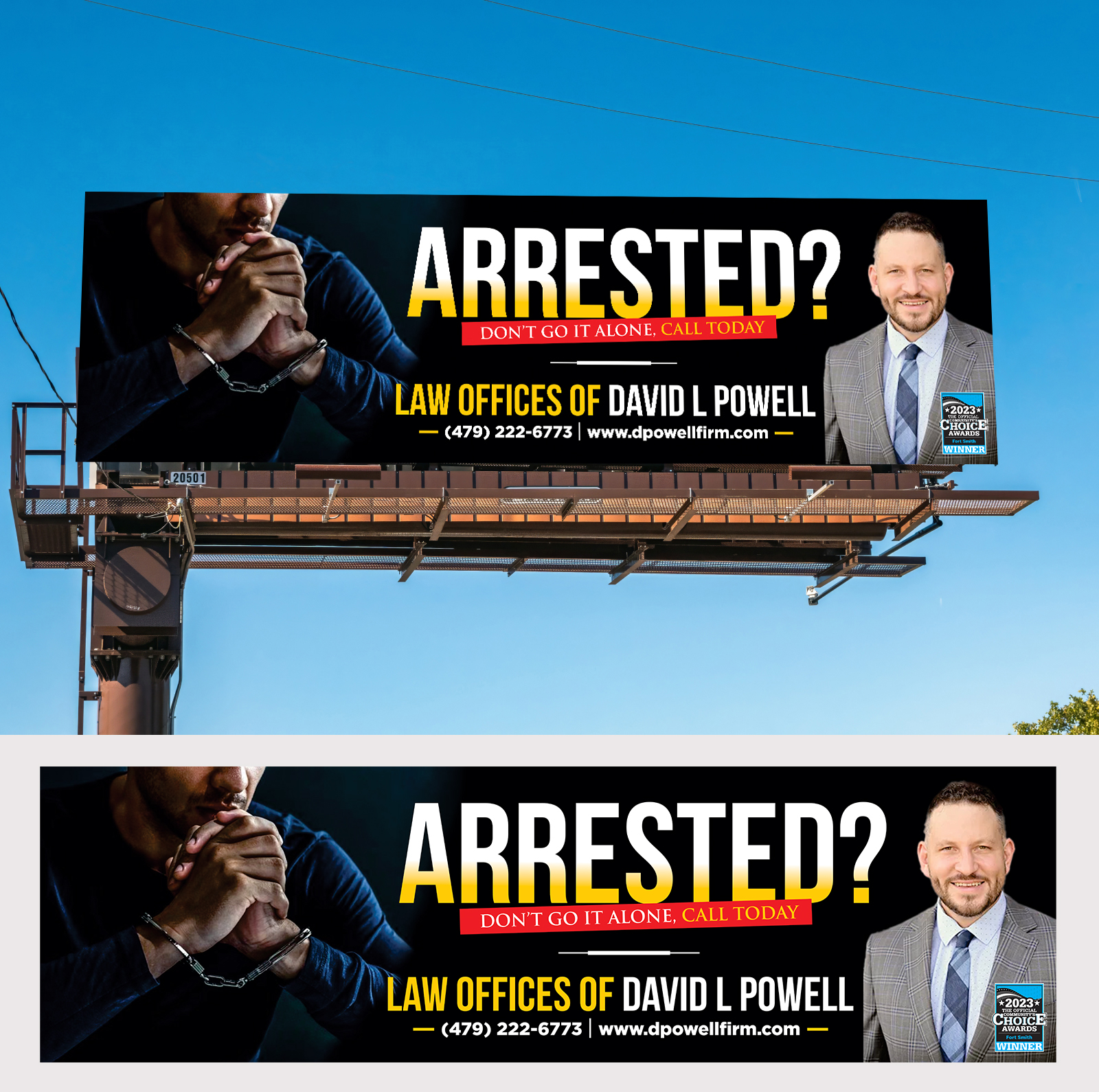 Design de Panneau par Aurora:) pour Law Offices of David L Powell, PLLC | Design #33881695