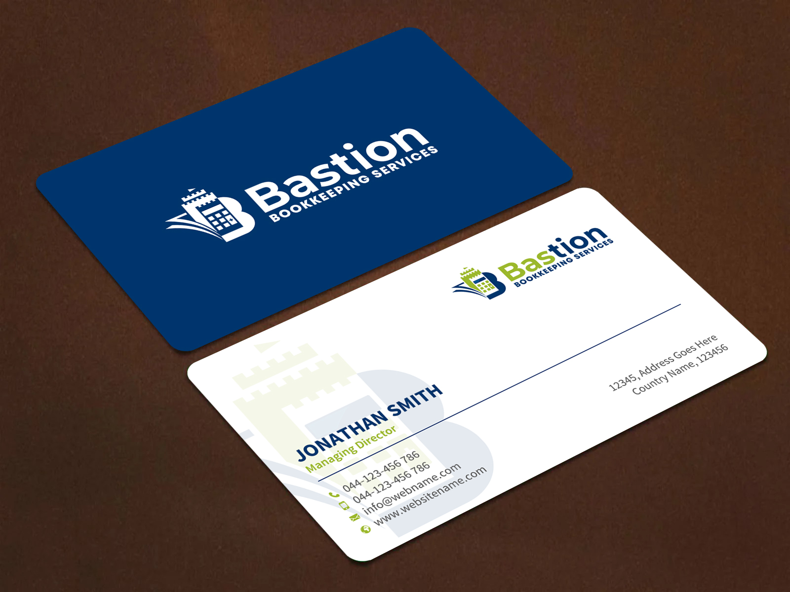 Business Card Design by Sun Moon Graphic Designer for Bastion Bookkeeping Services | Design #33900285