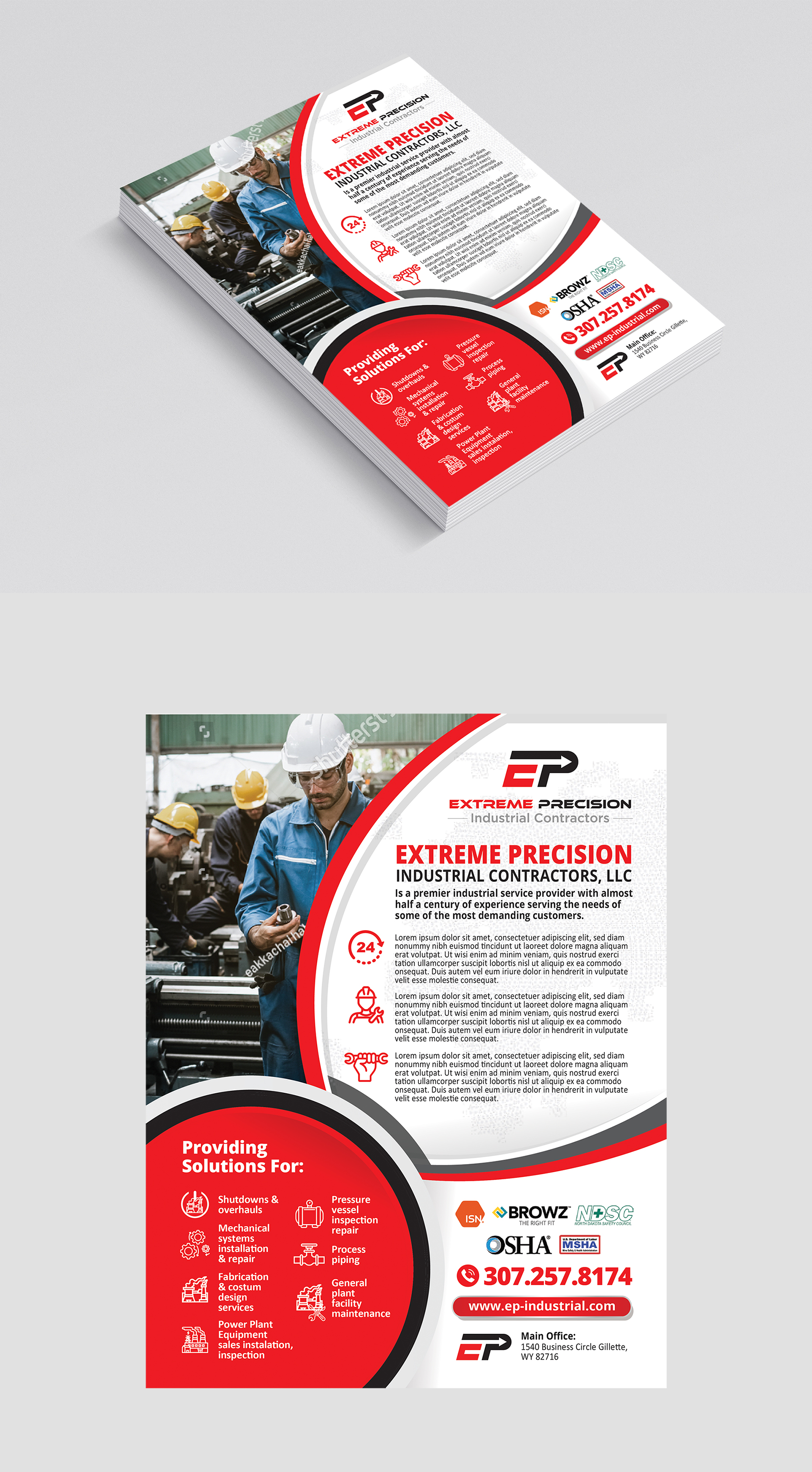 Flyer Design by Dzhafir for Extreme Precision Industrial Contractors | Design #33920348