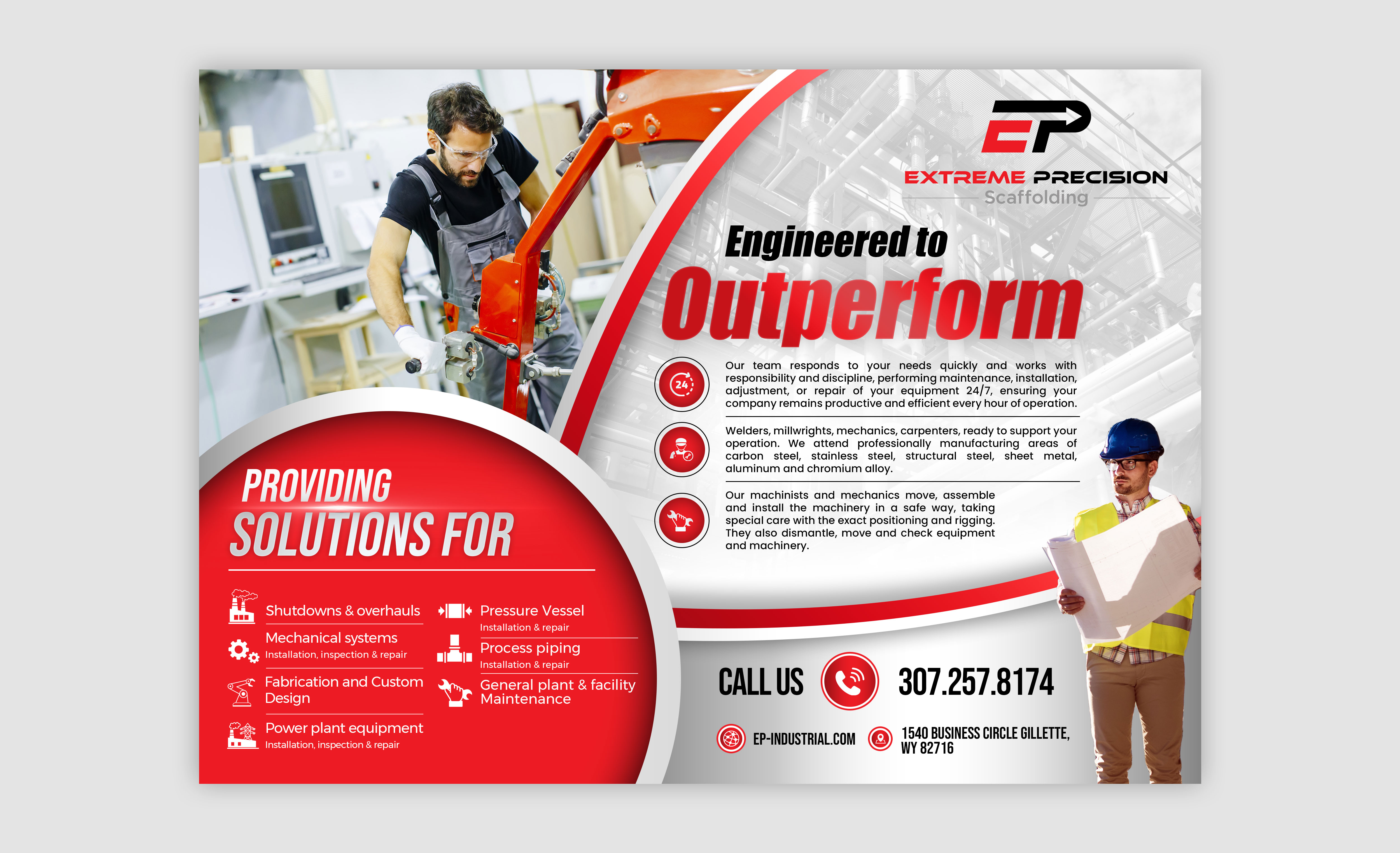 Flyer Design by HeshanKavinda for Extreme Precision Industrial Contractors | Design #33932079