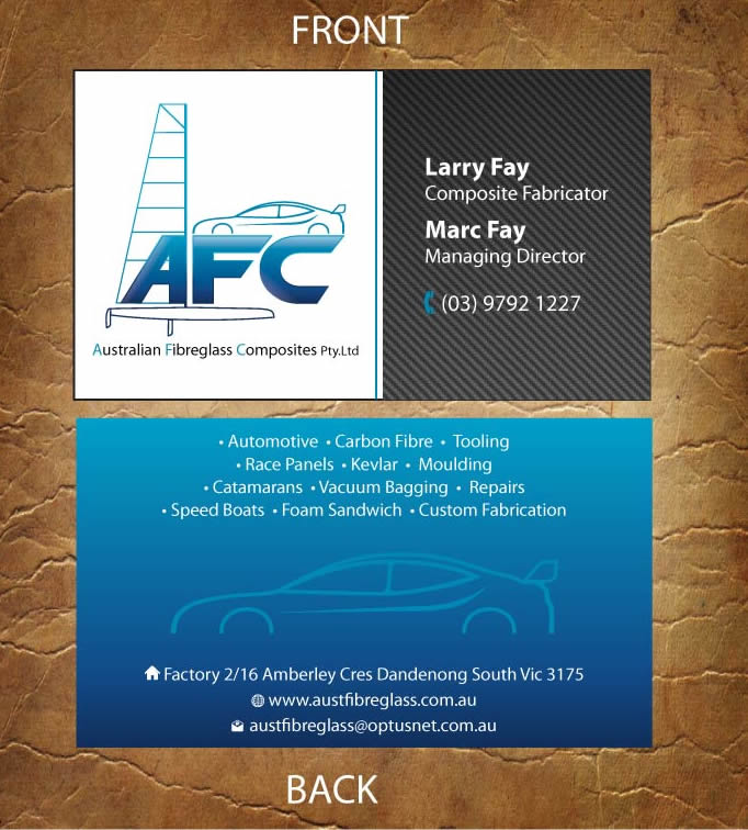 Business Card Design by Sandy1155 for Australian Fibreglass Composites | Design #3107667
