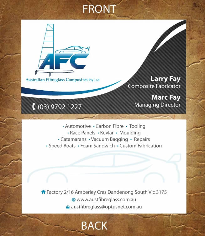 Business Card Design by Sandy1155 for Australian Fibreglass Composites | Design #3107671