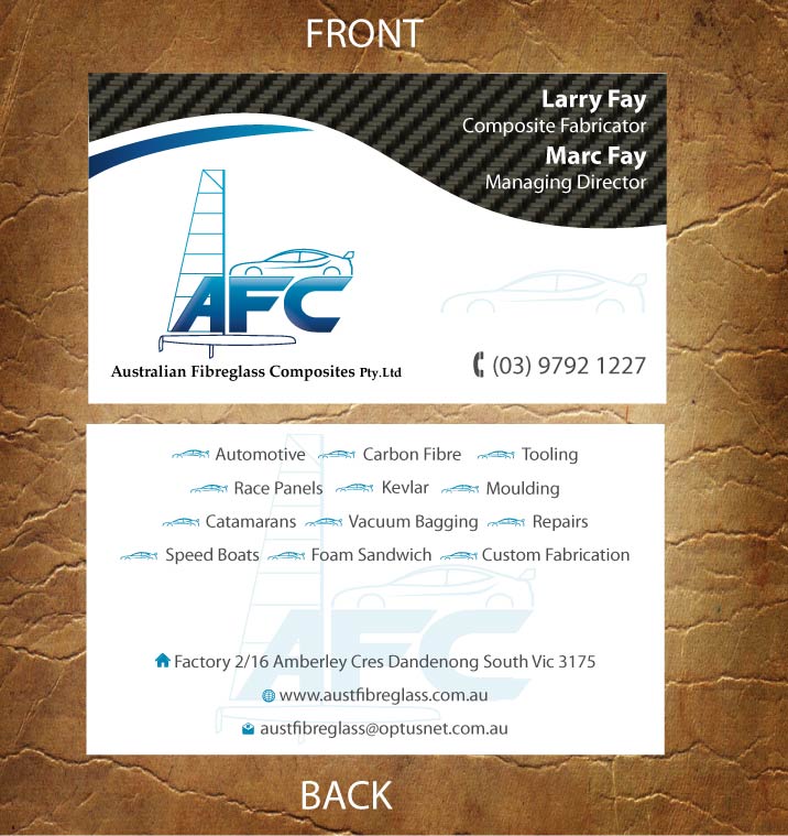 Design de Carte de Visite par Sandy1155 pour Australian Fibreglass Composites | Design #3107680