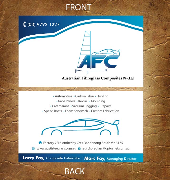 Business Card Design by Sandy1155 for Australian Fibreglass Composites | Design #3107683