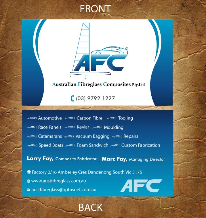 Business Card Design by Sandy1155 for Australian Fibreglass Composites | Design #3107684