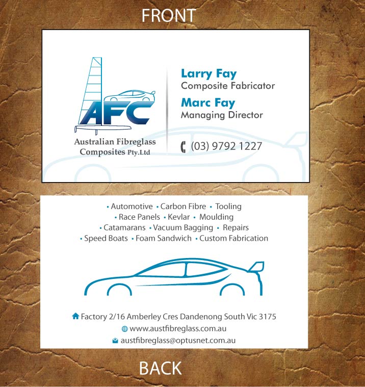 Business Card Design by Sandy1155 for Australian Fibreglass Composites | Design #3107709