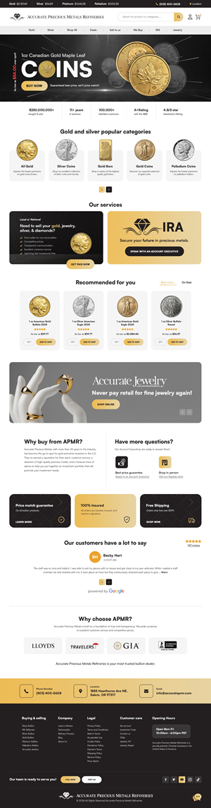 Web-Design von nzdesigners für Accurate Precous Metals Refineries | Design #34003359