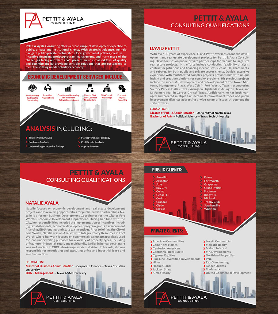 Brochure Design by crazy creation for DAVID PETTIT ECONOMIC DEVELOPMENT, LLC | Design #33992788