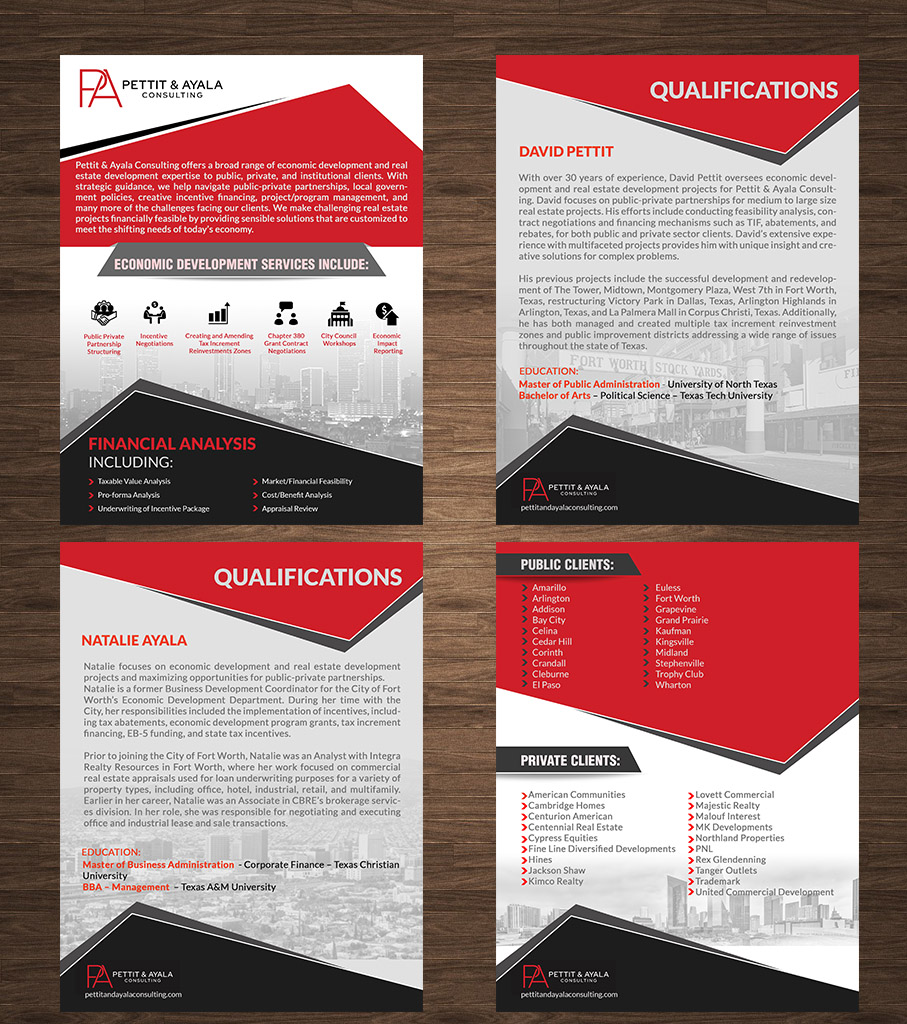 Brochure Design by crazy creation for DAVID PETTIT ECONOMIC DEVELOPMENT, LLC | Design #34085545