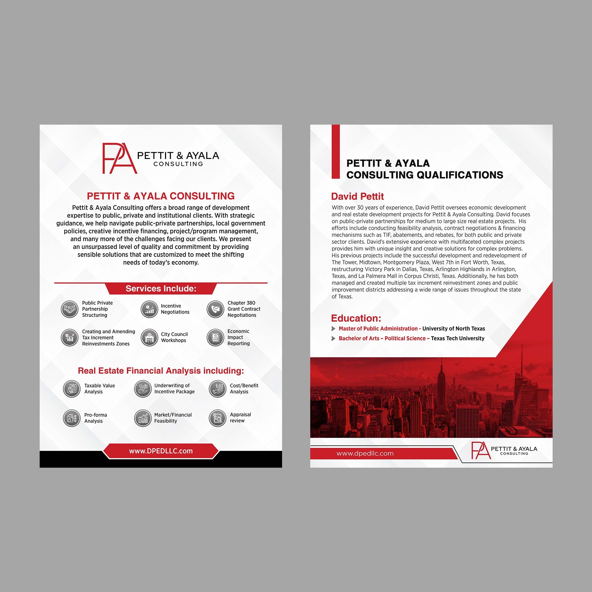 Broschüren-Design von GraphicsGuru für DAVID PETTIT ECONOMIC DEVELOPMENT, LLC | Design #33986909